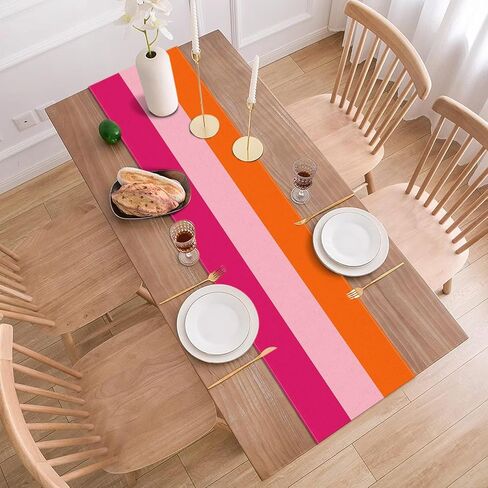 Hot Pink and Orange Party Decoration Table Runner for Sunset Birthday Wedding Fiesta Bridal Shower Party Dining Room Home Kitchen Table Decor (13" x 72") in Saudi Arabia