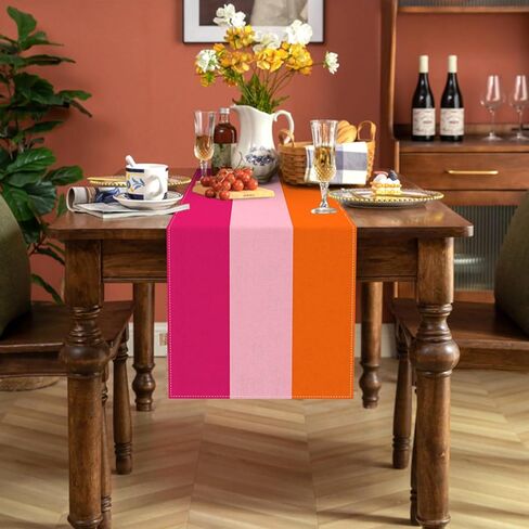 Hot Pink and Orange Party Decoration Table Runner for Sunset Birthday Wedding Fiesta Bridal Shower Party Dining Room Home Kitchen Table Decor (13" x 72") in Saudi Arabia