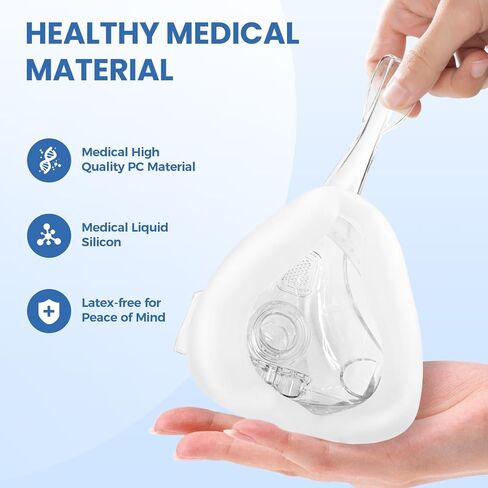 قناع CPAP للأنف من سلسلة TMS Comfort، قناع CPAP لكامل الوجه مع غطاء للرأس، تصميم مضاد للتسرب لأجهزة تنفس الفم، إطار ملائم مريح مع وسادة سيليكون متقدمة، مستلزمات CPAP ذات قيمة رائعة in Saudi Arabia