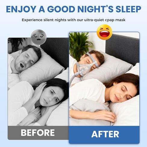 قناع CPAP للأنف من سلسلة TMS Comfort، قناع CPAP لكامل الوجه مع غطاء للرأس، تصميم مضاد للتسرب لأجهزة تنفس الفم، إطار ملائم مريح مع وسادة سيليكون متقدمة، مستلزمات CPAP ذات قيمة رائعة in Saudi Arabia