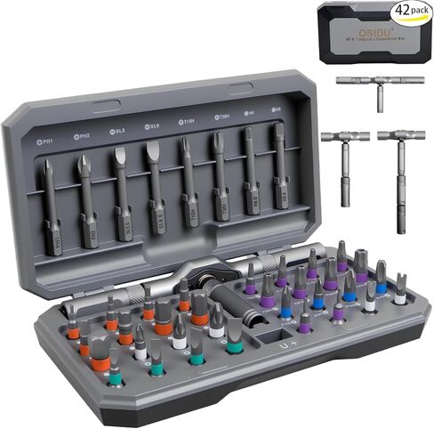 42 in 1 Magnetic Screwdriver Set, Multi Bit Screwdriver Set with Detachable Ratchet Handle, Portable Screw Driver Set Kit for Computer, Eyeglass, Bicycles, Watch, Furniture and Electronic Repair in Kuwait