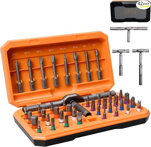 42 in 1 Magnetic Screwdriver Set, Multi Bit Screwdriver Set with Detachable Ratchet Handle, Portable Screw Driver Set Kit for Computer, Eyeglass, Bicycles, Watch, Furniture and Electronic Repair in Saudi Arabia
