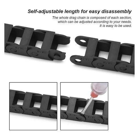 Black Nylon Cable Chain 10mm x 15mm(Inner H x Inner W) End Connectors Drag Chain Cable Carrier Machine 1M in Saudi Arabia