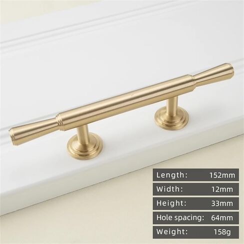 الصلبة النحاس الذهب T-مقبض درج خزانة المطبخ مقبض طويل 1 قطعة (17-L-152mm-64mm) in Kuwait