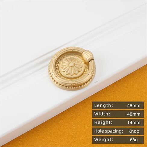 Solid Brass Retro Gold Pull Furniture Hardware Kitchen Single Hole Handles 1Pcs(10-L-48mm) in Saudi Arabia