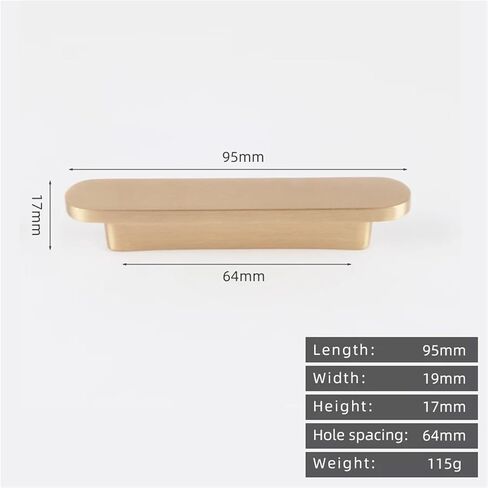 Solid Brass Plain Cabinet Wardrobe Drawer Brushed Handle Furnitur Antique 1Pcs(8825-64-Gold) in Saudi Arabia
