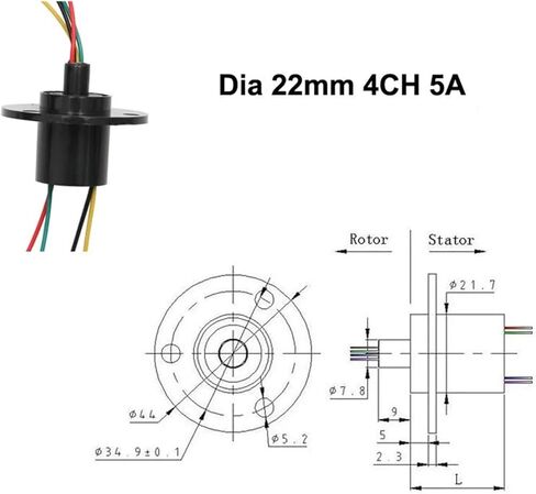 1pcs 4 Channel 5A Slip Ring 360 Degree Infinite Rotation Joint Connector Diameter 22mm Wind Conductive Slip Ring in Saudi Arabia