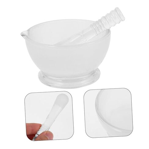 OSALADI 1Set Glass Pestle and Bowl Set Ergonomic Non Slip Grinding Container for Kitchen and Laboratory Use Durable Glass Design for Herbs Spices and Chemicals in Saudi Arabia
