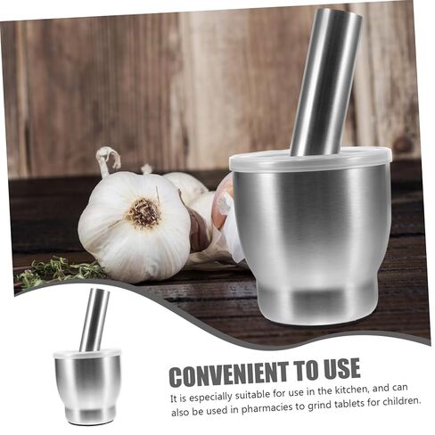 1Set Stainless Steel Grinding Bowl with Pestle Ergonomic Kitchen Tool for Grinding Garlic Spices and More Easy to Clean for Home Cooking in Saudi Arabia