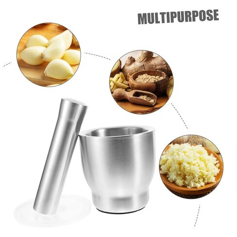 1Set Stainless Steel Grinding Bowl with Pestle Ergonomic Kitchen Tool for Grinding Garlic Spices and More Easy to Clean for Home Cooking in Saudi Arabia