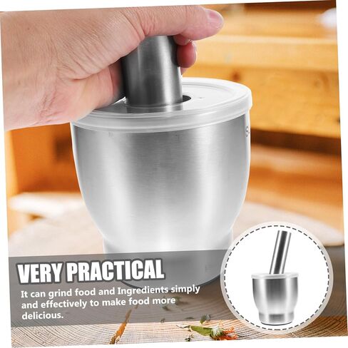 1Set Stainless Steel Grinding Bowl with Pestle Ergonomic Kitchen Tool for Grinding Garlic Spices and More Easy to Clean for Home Cooking in Saudi Arabia