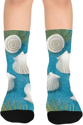 Coastal Shell Bloom Blue Hiking Socks - Toddler Boys & Girls Warm Thick Thermal Winter Crew Socks for School, Daily Wear & Outdoor Activities in Kuwait