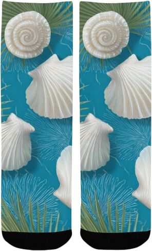 Coastal Shell Bloom Blue Hiking Socks - Toddler Boys & Girls Warm Thick Thermal Winter Crew Socks for School, Daily Wear & Outdoor Activities in Kuwait