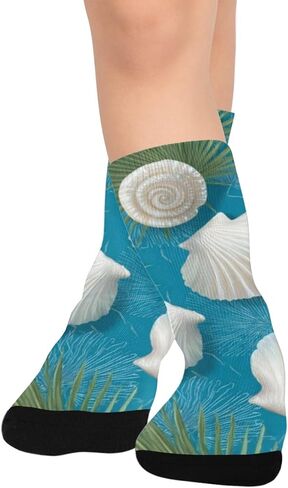 Coastal Shell Bloom Blue Hiking Socks - Toddler Boys & Girls Warm Thick Thermal Winter Crew Socks for School, Daily Wear & Outdoor Activities in Kuwait