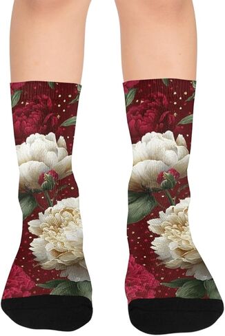 White Peony Gold Hiking Socks - Toddler Boys & Girls Warm Thick Thermal Winter Crew Socks for School, Daily Wear & Outdoor Activities in Saudi Arabia
