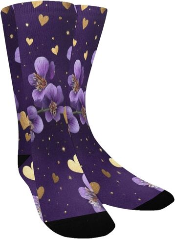 Lavender Gold Hearts Hiking Socks - Toddler Boys & Girls Warm Thick Thermal Winter Crew Socks for School, Daily Wear & Outdoor Activities in Kuwait