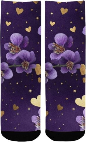 Lavender Gold Hearts Hiking Socks - Toddler Boys & Girls Warm Thick Thermal Winter Crew Socks for School, Daily Wear & Outdoor Activities in Kuwait