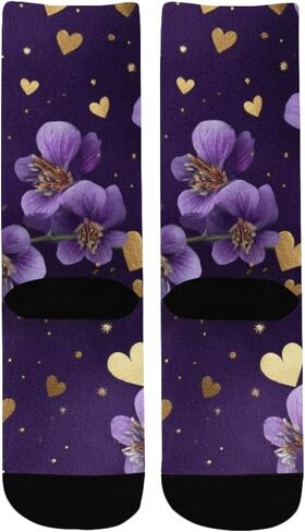 Lavender Gold Hearts Hiking Socks - Toddler Boys & Girls Warm Thick Thermal Winter Crew Socks for School, Daily Wear & Outdoor Activities in Kuwait