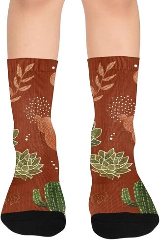 Boho Succulent Vibe Hiking Socks - Toddler Boys & Girls Warm Thick Thermal Winter Crew Socks for School, Daily Wear & Outdoor Activities in Saudi Arabia