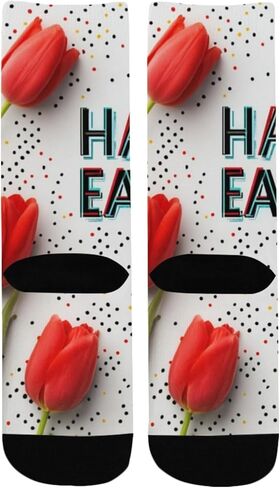 Retro Tulip Motif Hiking Socks - Toddler Boys & Girls Warm Thick Thermal Winter Crew Socks for School, Daily Wear & Outdoor Activities in Saudi Arabia