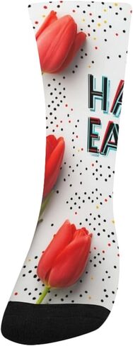 Retro Tulip Motif Hiking Socks - Toddler Boys & Girls Warm Thick Thermal Winter Crew Socks for School, Daily Wear & Outdoor Activities in Saudi Arabia