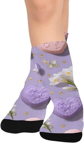 Lavender Love Motif Hiking Socks - Toddler Boys & Girls Warm Thick Thermal Winter Crew Socks for School, Daily Wear & Outdoor Activities in Saudi Arabia