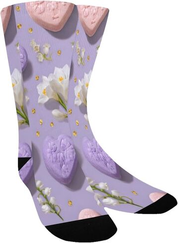 Lavender Love Motif Hiking Socks - Toddler Boys & Girls Warm Thick Thermal Winter Crew Socks for School, Daily Wear & Outdoor Activities in Saudi Arabia