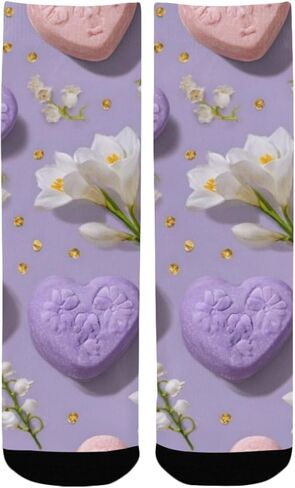 Lavender Love Motif Hiking Socks - Toddler Boys & Girls Warm Thick Thermal Winter Crew Socks for School, Daily Wear & Outdoor Activities in Saudi Arabia