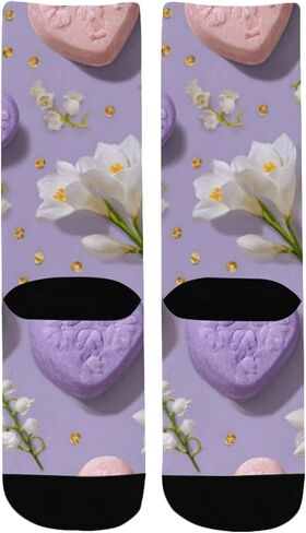 Lavender Love Motif Hiking Socks - Toddler Boys & Girls Warm Thick Thermal Winter Crew Socks for School, Daily Wear & Outdoor Activities in Saudi Arabia