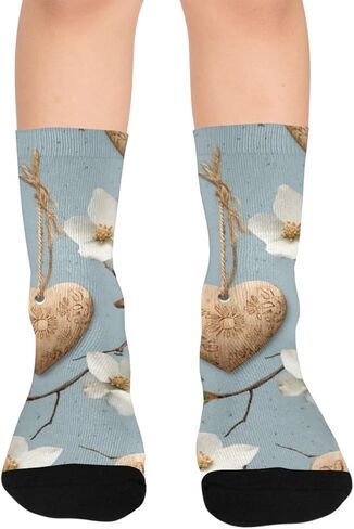 Art Rustic Hearts Hiking Socks - Toddler Boys & Girls Warm Thick Thermal Winter Crew Socks for School, Daily Wear & Outdoor Activities in Saudi Arabia