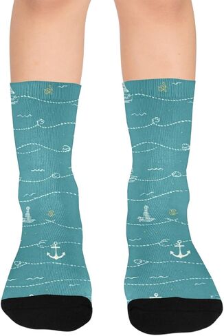 Nautical Wave Sail Blue Hiking Socks - Toddler Boys & Girls Warm Thick Thermal Winter Crew Socks for School, Daily Wear & Outdoor Activities in Saudi Arabia
