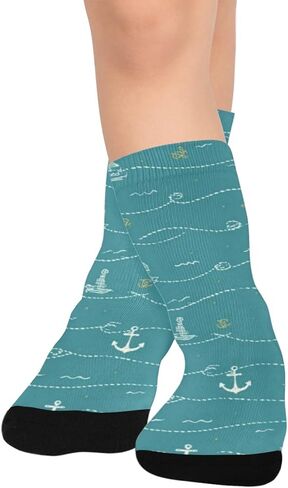 Nautical Wave Sail Blue Hiking Socks - Toddler Boys & Girls Warm Thick Thermal Winter Crew Socks for School, Daily Wear & Outdoor Activities in Saudi Arabia