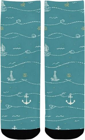 Nautical Wave Sail Blue Hiking Socks - Toddler Boys & Girls Warm Thick Thermal Winter Crew Socks for School, Daily Wear & Outdoor Activities in Saudi Arabia