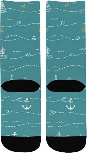 Nautical Wave Sail Blue Hiking Socks - Toddler Boys & Girls Warm Thick Thermal Winter Crew Socks for School, Daily Wear & Outdoor Activities in Saudi Arabia
