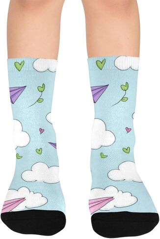 Cloud Heart Vines Green Hiking Socks - Toddler Boys & Girls Warm Thick Thermal Winter Crew Socks for School, Daily Wear & Outdoor Activities in Kuwait