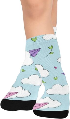 Cloud Heart Vines Green Hiking Socks - Toddler Boys & Girls Warm Thick Thermal Winter Crew Socks for School, Daily Wear & Outdoor Activities in Kuwait