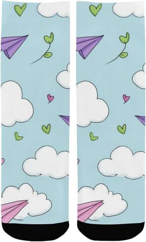 Cloud Heart Vines Green Hiking Socks - Toddler Boys & Girls Warm Thick Thermal Winter Crew Socks for School, Daily Wear & Outdoor Activities in Kuwait