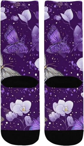 جوارب أرجوانية على شكل فراشات بلوم آرت للمشي لمسافات طويلة - جوارب شتوية حرارية سميكة دافئة للأولاد والبنات للمدرسة، والارتداء اليومي والأنشطة الخارجية in Kuwait