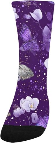 جوارب أرجوانية على شكل فراشات بلوم آرت للمشي لمسافات طويلة - جوارب شتوية حرارية سميكة دافئة للأولاد والبنات للمدرسة، والارتداء اليومي والأنشطة الخارجية in Kuwait