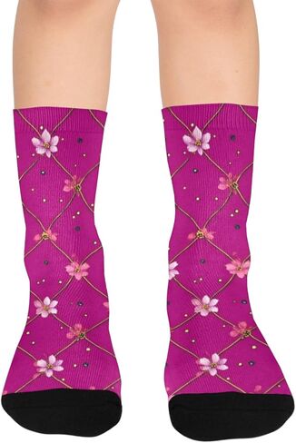 جوارب المشي لمسافات طويلة باللون الفوشيا الماسي والوردي - جوارب دافئة سميكة للشتاء الحراري للأولاد والبنات الصغار للمدرسة، والارتداء اليومي والأنشطة الخارجية in Kuwait