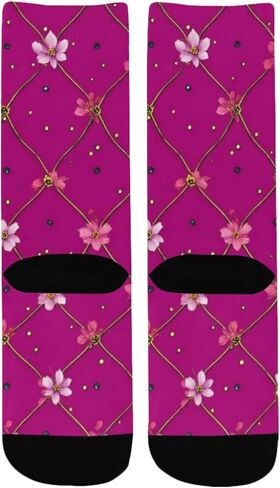 جوارب المشي لمسافات طويلة باللون الفوشيا الماسي والوردي - جوارب دافئة سميكة للشتاء الحراري للأولاد والبنات الصغار للمدرسة، والارتداء اليومي والأنشطة الخارجية in Kuwait