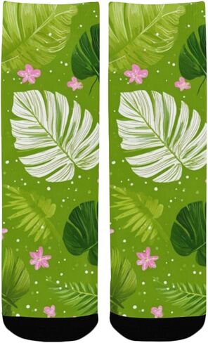 Jungle Floral Motif Hiking Socks - Toddler Boys & Girls Warm Thick Thermal Winter Crew Socks for School, Daily Wear & Outdoor Activities in Saudi Arabia