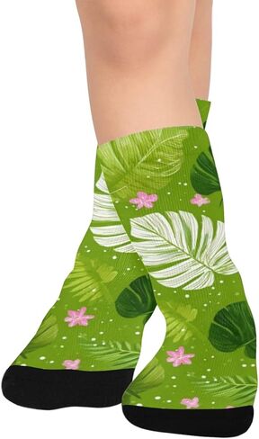 Jungle Floral Motif Hiking Socks - Toddler Boys & Girls Warm Thick Thermal Winter Crew Socks for School, Daily Wear & Outdoor Activities in Saudi Arabia