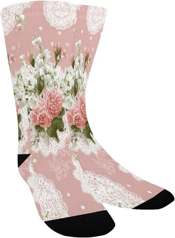 جوارب للتنزه سيرًا على الأقدام من الدانتيل الربيعي والورود الوردية - جوارب شتوية حرارية سميكة دافئة للأطفال الصغار للأولاد والبنات للمدرسة، والارتداء اليومي والأنشطة الخارجية in Kuwait