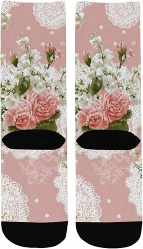 جوارب للتنزه سيرًا على الأقدام من الدانتيل الربيعي والورود الوردية - جوارب شتوية حرارية سميكة دافئة للأطفال الصغار للأولاد والبنات للمدرسة، والارتداء اليومي والأنشطة الخارجية in Kuwait