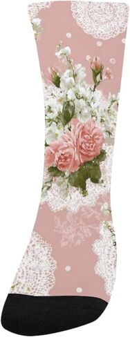 جوارب للتنزه سيرًا على الأقدام من الدانتيل الربيعي والورود الوردية - جوارب شتوية حرارية سميكة دافئة للأطفال الصغار للأولاد والبنات للمدرسة، والارتداء اليومي والأنشطة الخارجية in Kuwait
