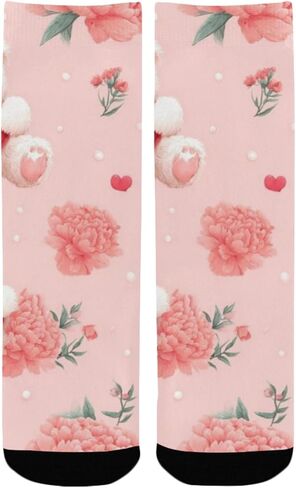 جوارب Teddy Peony Love Pink للمشي لمسافات طويلة - جوارب شتوية حرارية سميكة دافئة للأولاد والبنات للمدرسة، والارتداء اليومي والأنشطة الخارجية in Saudi Arabia