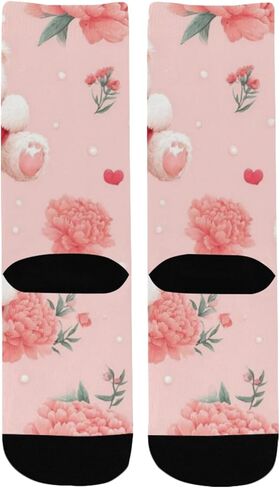 جوارب Teddy Peony Love Pink للمشي لمسافات طويلة - جوارب شتوية حرارية سميكة دافئة للأولاد والبنات للمدرسة، والارتداء اليومي والأنشطة الخارجية in Saudi Arabia
