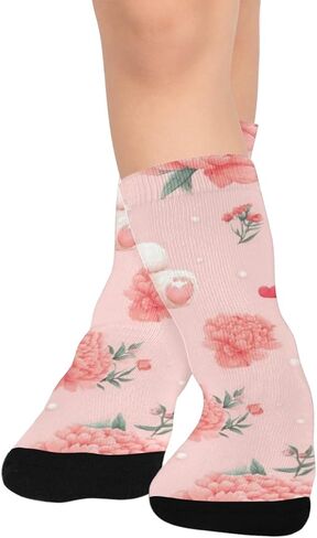 جوارب Teddy Peony Love Pink للمشي لمسافات طويلة - جوارب شتوية حرارية سميكة دافئة للأولاد والبنات للمدرسة، والارتداء اليومي والأنشطة الخارجية in Saudi Arabia