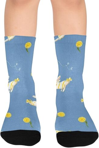 Dandelion Bunny Blue Hiking Socks - Toddler Boys & Girls Warm Thick Thermal Winter Crew Socks for School, Daily Wear & Outdoor Activities in Kuwait